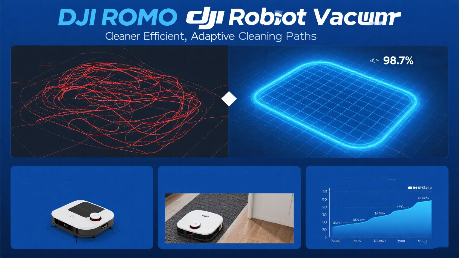DJI Romo -Roboter -Staubsauger effizienter, adaptive Reinigungspfade