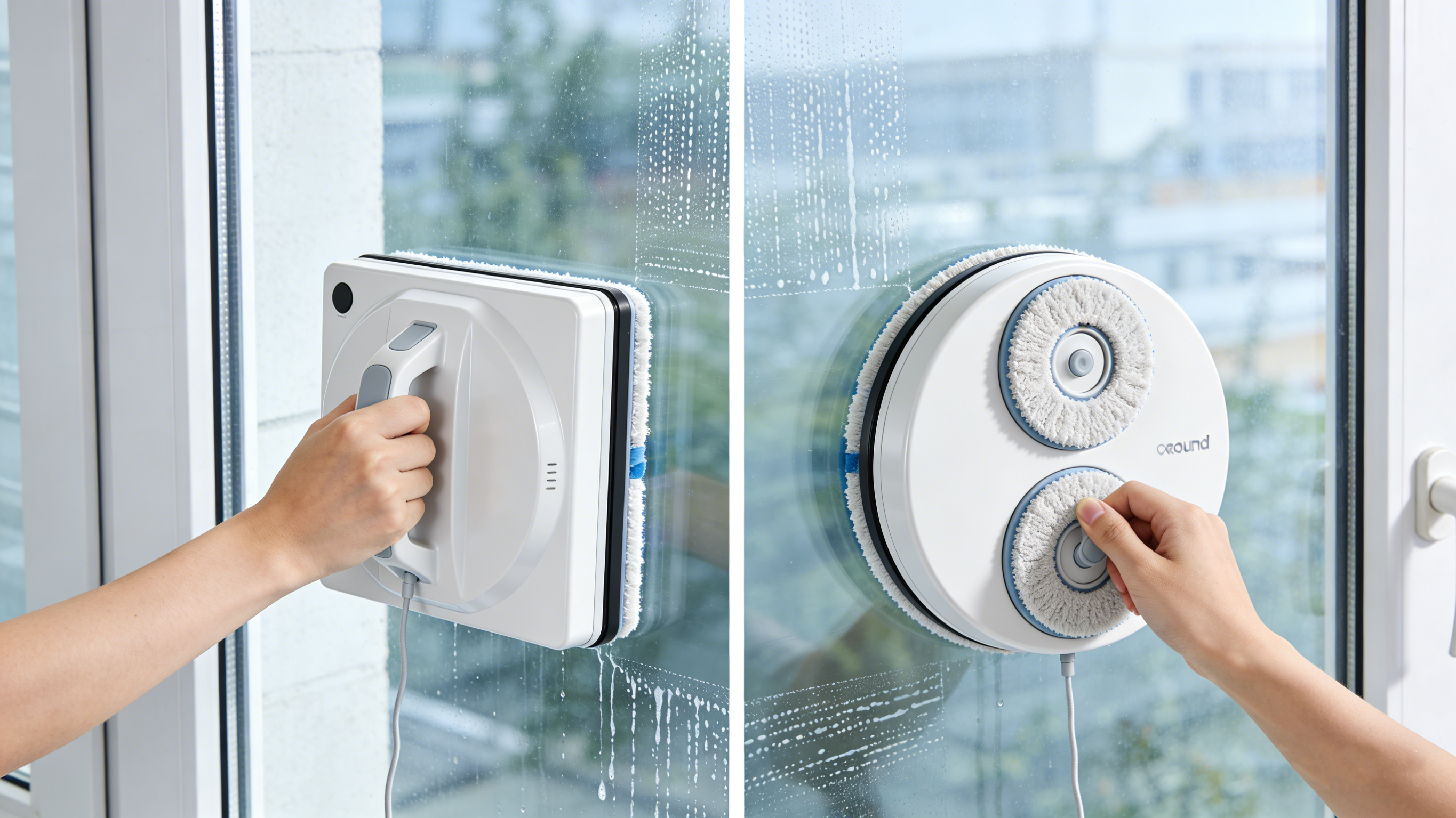 Runder Fensterreiniger VS, Quadratischer Fensterreiniger