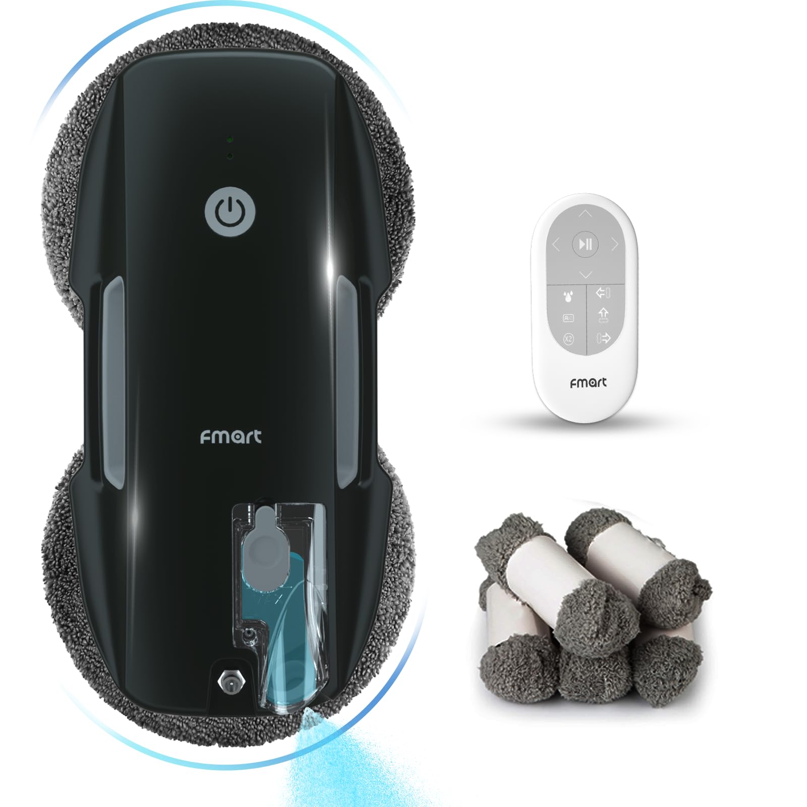 Amazon.com – FMART T9Pro Fensterputzroboter – 3800 PA, Ultraschall-Wasserspray, KI-Pfadplanung, KI-Kantenerkennung, Fensterputzroboter mit Fernbedienung und 10 T&uuml;chern – gr&uuml;ndliche Reinigung von Fenstern und Fliesen