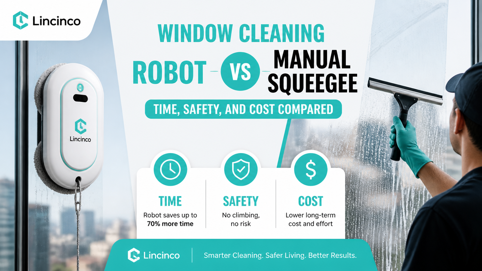 Fensterputzroboter vs. manueller Rakel: Zeit, Sicherheit und Kosten im Vergleich